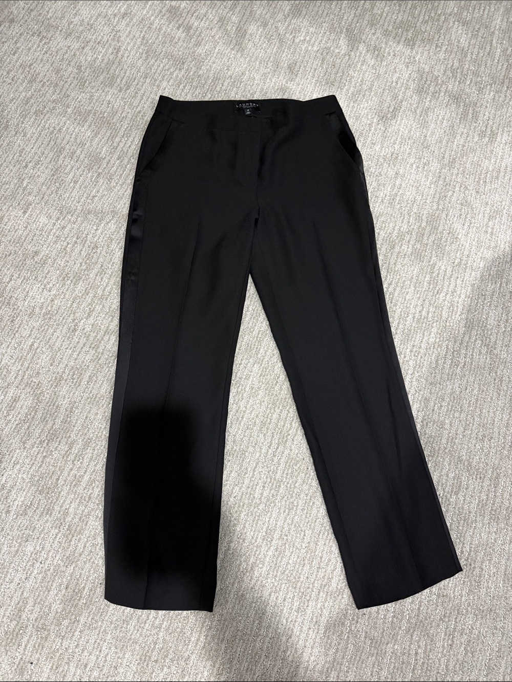 Laundry By Shelli Segal Black Tailored Straight-Leg Tuxedo Trousers